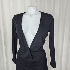 Heidi Weisel Black Deep V-Neck Long Sleeve Top Size 6